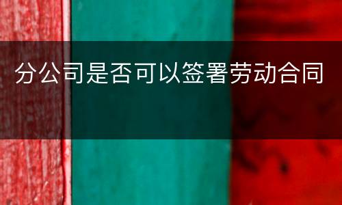 分公司是否可以签署劳动合同