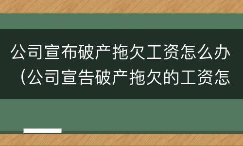 公司宣布破产拖欠工资怎么办（公司宣告破产拖欠的工资怎么办）