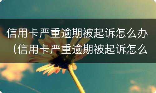 信用卡严重逾期被起诉怎么办（信用卡严重逾期被起诉怎么办啊）