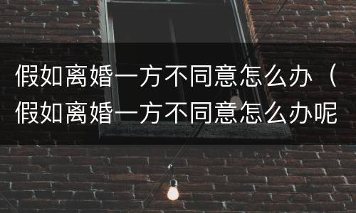 假如离婚一方不同意怎么办（假如离婚一方不同意怎么办呢）