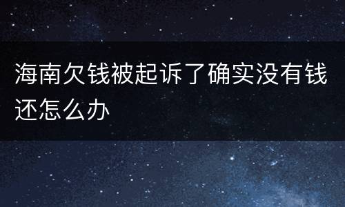 海南欠钱被起诉了确实没有钱还怎么办