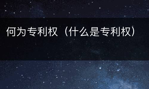 何为专利权（什么是专利权）