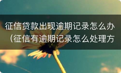 征信贷款出现逾期记录怎么办（征信有逾期记录怎么处理方法）