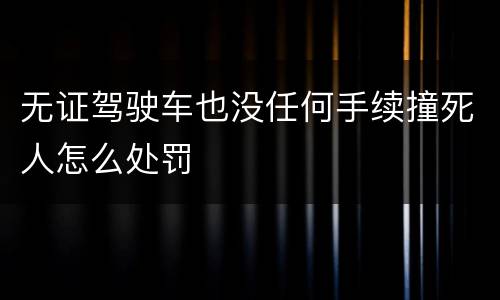 无证驾驶车也没任何手续撞死人怎么处罚
