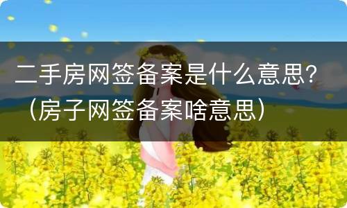 二手房网签备案是什么意思？（房子网签备案啥意思）