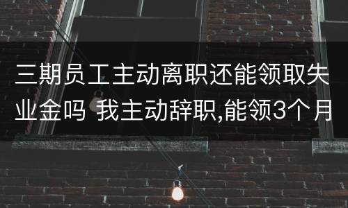 三期员工主动离职还能领取失业金吗 我主动辞职,能领3个月的失业金吗