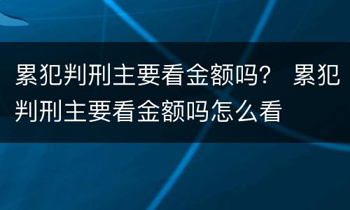 累犯判刑主要看金额吗？ 累犯判刑主要看金额吗怎么看