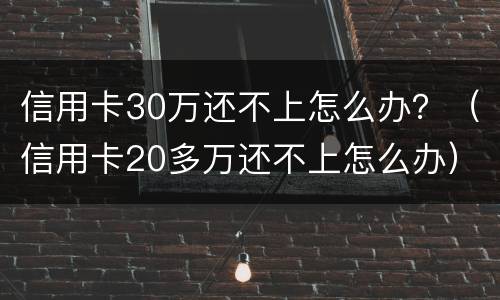信用卡30万还不上怎么办？（信用卡20多万还不上怎么办）