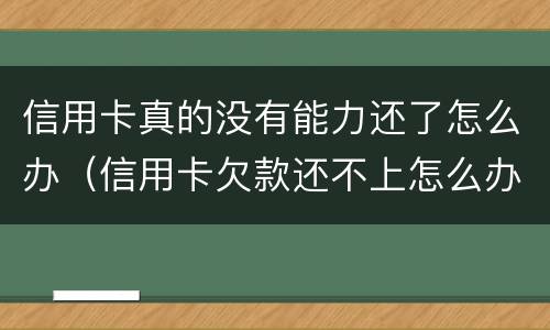 信用卡真的没有能力还了怎么办（信用卡欠款还不上怎么办）