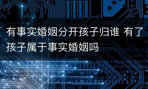 有事实婚姻分开孩子归谁 有了孩子属于事实婚姻吗