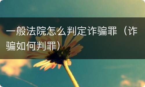 一般法院怎么判定诈骗罪（诈骗如何判罪）