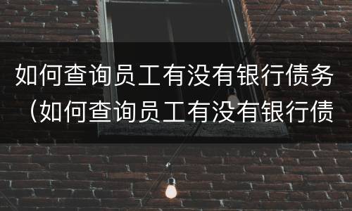 如何查询员工有没有银行债务（如何查询员工有没有银行债务信息）