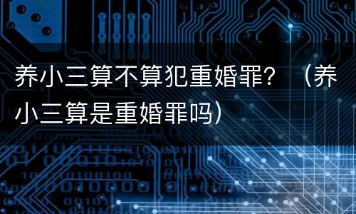 养小三算不算犯重婚罪？（养小三算是重婚罪吗）