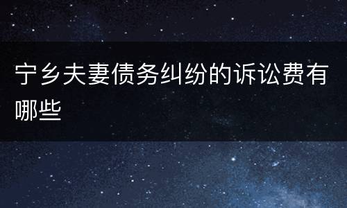 宁乡夫妻债务纠纷的诉讼费有哪些