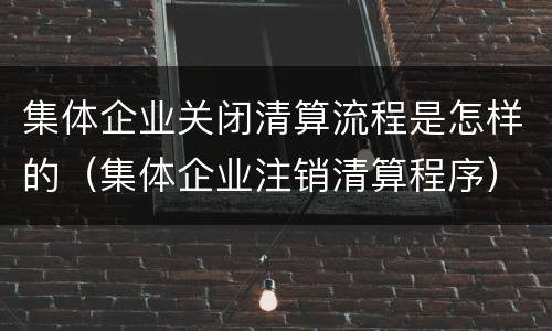 集体企业关闭清算流程是怎样的（集体企业注销清算程序）