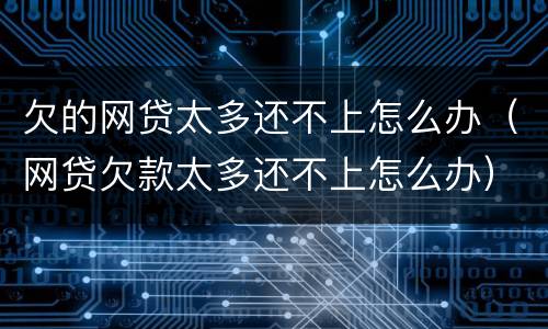 欠的网贷太多还不上怎么办（网贷欠款太多还不上怎么办）