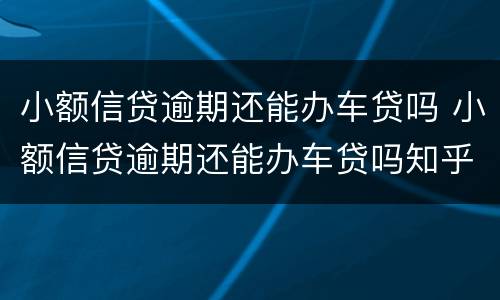小额信贷逾期还能办车贷吗 小额信贷逾期还能办车贷吗知乎