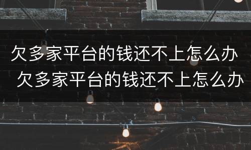 欠多家平台的钱还不上怎么办 欠多家平台的钱还不上怎么办呀