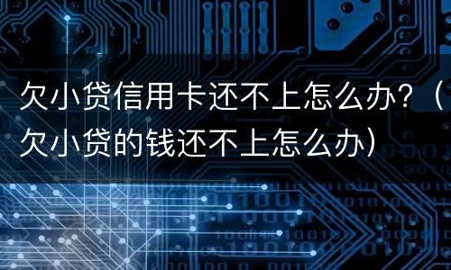 欠小贷信用卡还不上怎么办?（欠小贷的钱还不上怎么办）