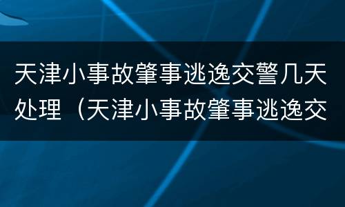 天津小事故肇事逃逸交警几天处理（天津小事故肇事逃逸交警几天处理完）