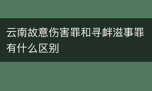 云南故意伤害罪和寻衅滋事罪有什么区别