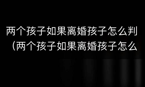 两个孩子如果离婚孩子怎么判（两个孩子如果离婚孩子怎么判决）