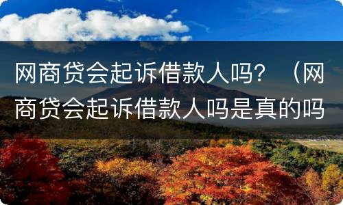 网商贷会起诉借款人吗？（网商贷会起诉借款人吗是真的吗）