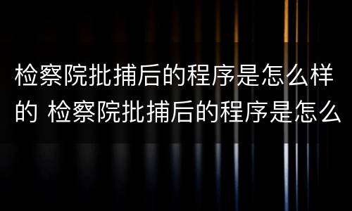 检察院批捕后的程序是怎么样的 检察院批捕后的程序是怎么样的呀