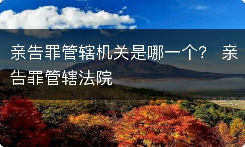 亲告罪管辖机关是哪一个？ 亲告罪管辖法院