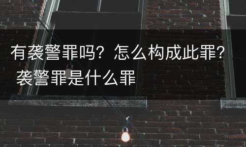 有袭警罪吗？怎么构成此罪？ 袭警罪是什么罪