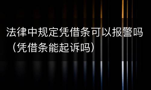 法律中规定凭借条可以报警吗（凭借条能起诉吗）