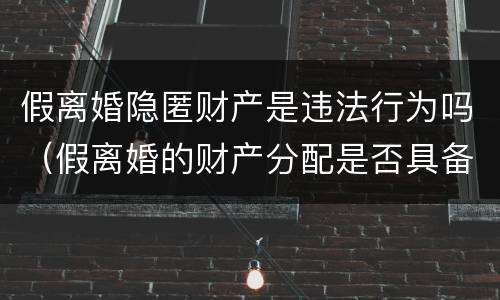 假离婚隐匿财产是违法行为吗（假离婚的财产分配是否具备法律效力）