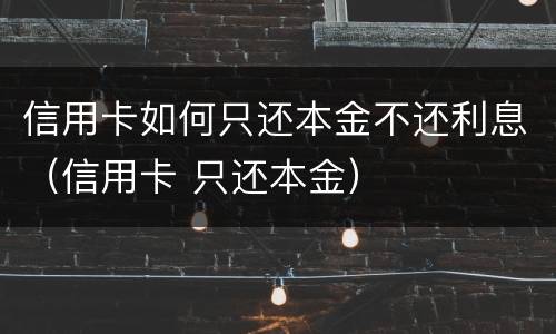 信用卡如何只还本金不还利息（信用卡 只还本金）