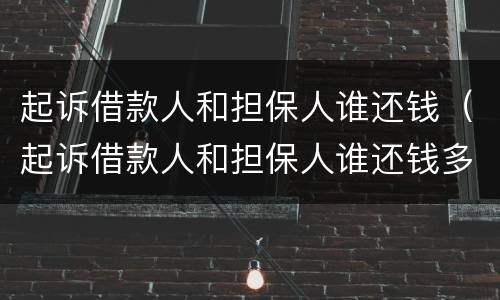 起诉借款人和担保人谁还钱（起诉借款人和担保人谁还钱多）