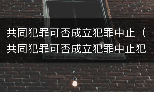 共同犯罪可否成立犯罪中止（共同犯罪可否成立犯罪中止犯罪）