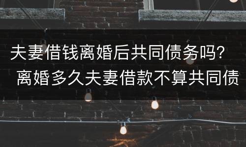 夫妻借钱离婚后共同债务吗？ 离婚多久夫妻借款不算共同债务