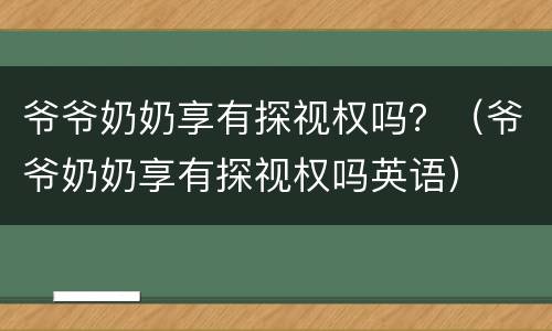 爷爷奶奶享有探视权吗？（爷爷奶奶享有探视权吗英语）