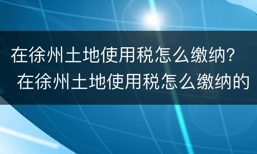 在徐州土地使用税怎么缴纳? 在徐州土地使用税怎么缴纳的