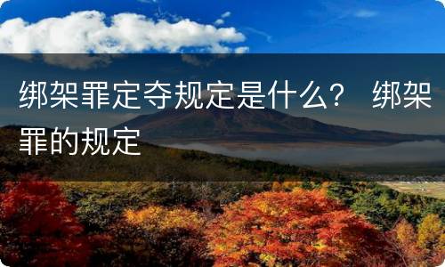 绑架罪定夺规定是什么？ 绑架罪的规定