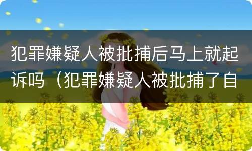 犯罪嫌疑人被批捕后马上就起诉吗（犯罪嫌疑人被批捕了自己知道吗）