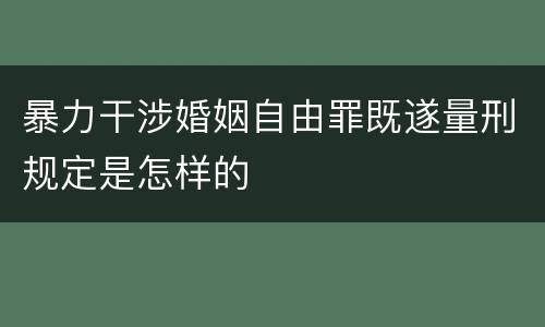 暴力干涉婚姻自由罪既遂量刑规定是怎样的