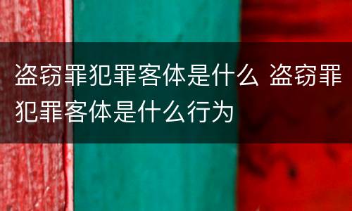 盗窃罪犯罪客体是什么 盗窃罪犯罪客体是什么行为