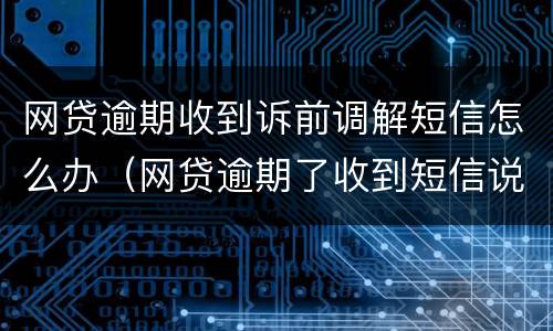 网贷逾期收到诉前调解短信怎么办（网贷逾期了收到短信说起诉了）