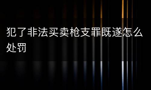 犯了非法买卖枪支罪既遂怎么处罚
