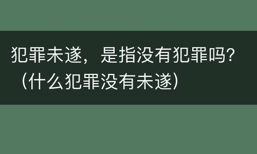 犯罪未遂，是指没有犯罪吗？（什么犯罪没有未遂）
