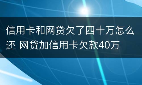 信用卡和网贷欠了四十万怎么还 网贷加信用卡欠款40万