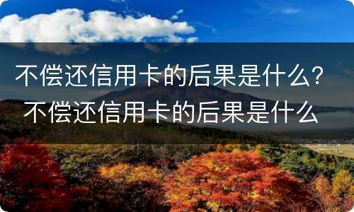 不偿还信用卡的后果是什么？ 不偿还信用卡的后果是什么