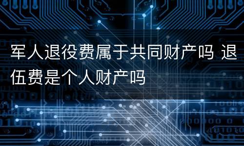军人退役费属于共同财产吗 退伍费是个人财产吗