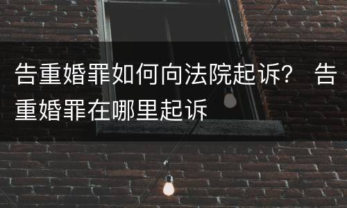 告重婚罪如何向法院起诉？ 告重婚罪在哪里起诉