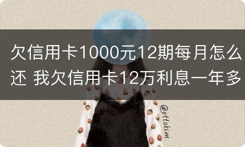 欠信用卡1000元12期每月怎么还 我欠信用卡12万利息一年多少